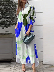 Bedrucktes Hemdblusenkleid mit Schlitz