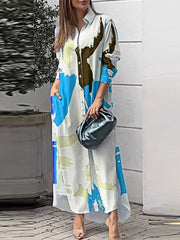 Bedrucktes Hemdblusenkleid mit Schlitz