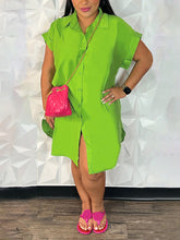 Indiebeautie – Einfarbiges Hemdblusenkleid mit Knopfleiste vorne