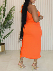 Set aus One-Shoulder-Top und Schlitzrock