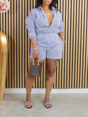 Gestreiftes Hemd- und Shorts-Set – Ausverkauf