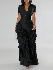 Jumpsuit mit Rüschen und Knopfleiste vorne