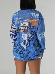 Indiebeautie Set aus Hemd und Shorts mit Denim-Print