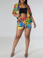 Set aus bedrucktem Hemd und Shorts