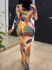 Maxikleid mit Cut-outs und Print