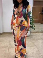 Maxikleid mit Cut-outs und Print