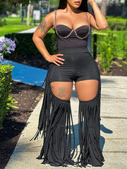 Hose mit Fransenausschnitt