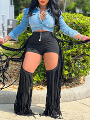 Hose mit Fransenausschnitt