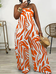 Printed Strapless Wide-Leg Jumpsuit--Clearance
