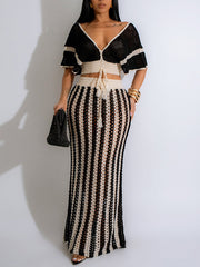 Gestreiftes Strickrock-Set