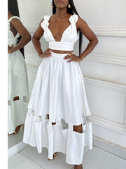 Set aus Tanktop mit V-Ausschnitt und Rock mit Cut-outs