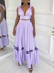 Set aus Tanktop mit V-Ausschnitt und Rock mit Cut-outs