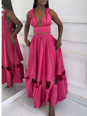 Set aus Tanktop mit V-Ausschnitt und Rock mit Cut-outs