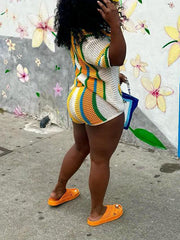 2-teiliges Strickset mit Streifen