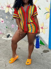 2-teiliges Strickset mit Streifen