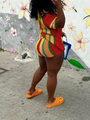 2-teiliges Strickset mit Streifen