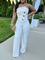 Trägerloser Jumpsuit mit Knöpfen