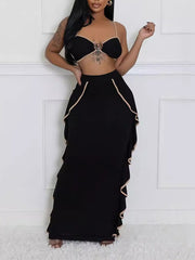 Set aus Bandeau-Top und Rüschenrock