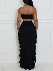 Set aus Bandeau-Top und Rüschenrock