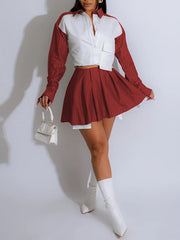 Kombi-Set aus gestreiftem Hemd und Faltenrock