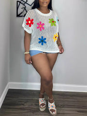 Mesh-Oberteil mit Blumenmuster