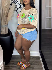 Mesh-Oberteil mit Blumenmuster