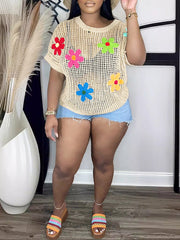 Mesh-Oberteil mit Blumenmuster