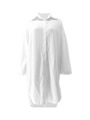 Einfarbiges Hemdkleid mit Puffärmeln