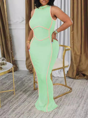 Geripptes ärmelloses Schlitzkleid