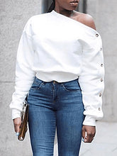 Indiebeautie – One-Shoulder-Top mit geknöpften Ärmeln