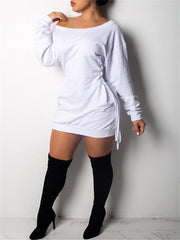 Schulterfreies Sweatshirtkleid mit Schnürung – Ausverkauf