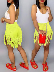 Jeansshorts mit Fransen – Ausverkauf