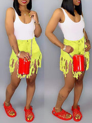 Jeansshorts mit Fransen – Ausverkauf