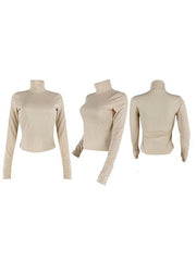 Indiebeautie Pearl-Studded Turtleneck Top