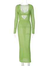 Gestricktes Maxikleid mit langen Ärmeln