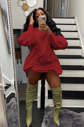 Hemdblusenkleid mit hohem Kragen und Raffung