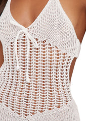 Gestricktes Maxikleid mit Hohlsaum