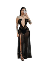 Maxikleid aus transparenter Spitze