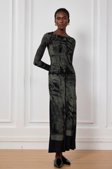 Figurbetontes Oberteil mit Indigo-Illusionsdruck