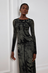 Figurbetontes Oberteil mit Indigo-Illusionsdruck