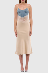 Isabella – Maxikleid aus Denim in Aprikose