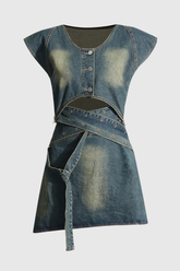 Jaliyah Denim-Kreuz-Set