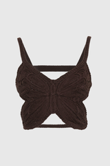 Janelle – Rückenfreies Stricktop mit Schmetterlingsmuster