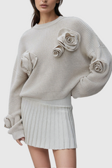 Jasmin Flower – Langärmliges Strickoberteil in Aprikose