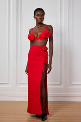 Jazmine Spaghetti-Blumen-Top in Rot