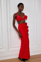 Jazmine Spaghetti-Blumen-Top in Rot