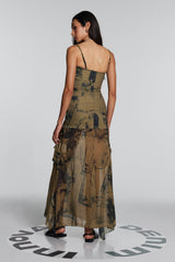 Jennifer Maxikleid aus Netz-Jeansstoff