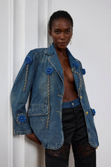 Joelle Jeansjacke mit Blumenketten-Revers