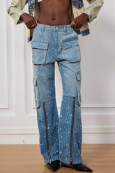 Jolie – Cargo-Jeans mit zerrissenen Taschen und Reißverschluss