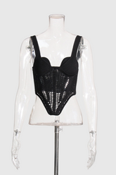 Julius Corset – Hohlstrickoberteil in Schwarz